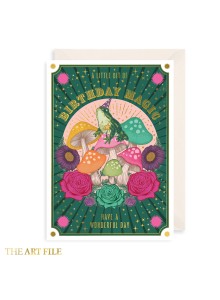 Поздравителна картичка "Малко вълшебство за рожден ден, прекрасен ден – жаба върху гъби"